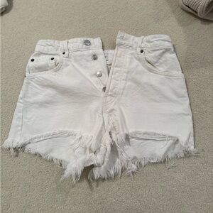 Zara White Frayed Jean Shorts